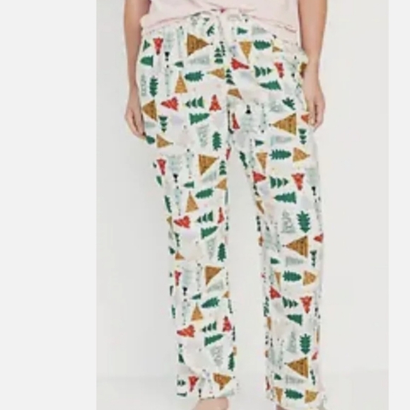 NWT OLD NAVY womens mid-rise flannel pants. O Christmas Tree print. Size XXL. - Picture 1 of 9